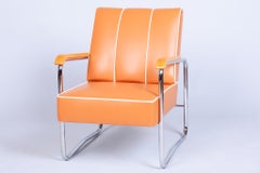 Restored Bauhaus Armchair, by K. Honzík for Vanický Praha, Chrome, Czech, 1930s