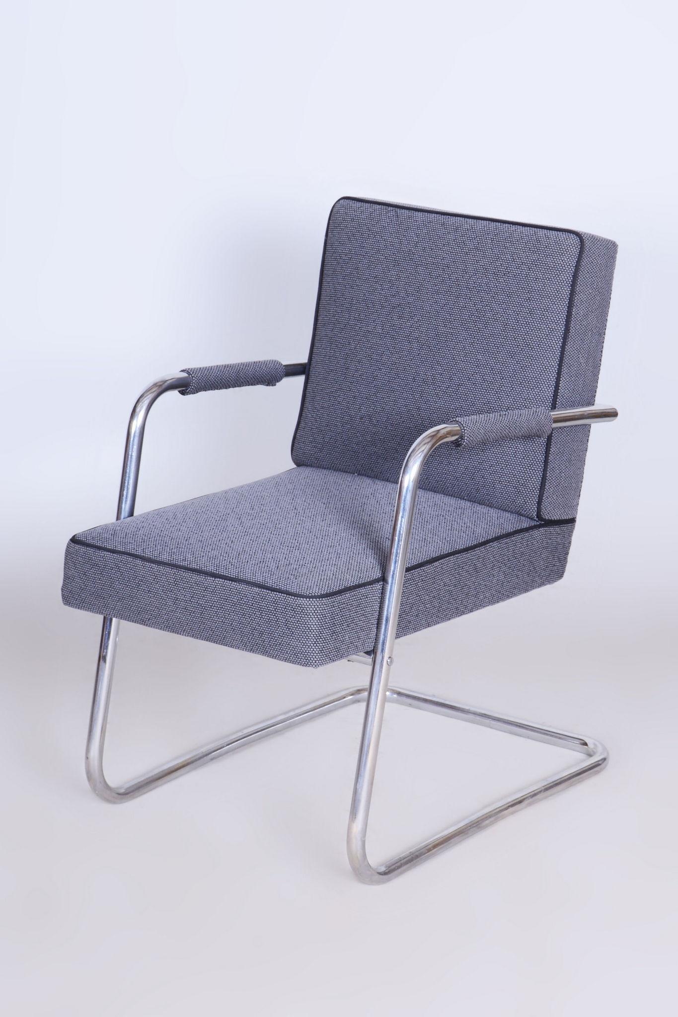 Restored Bauhaus Armchair

Source: Czechia (Czehoslovakia)
Period: 1930-1939
Material: Upholstery, Chrome-Plated Steel

Architect: Josef Karel Říha
Producer: F. Bobek (Dec-Art Prague)

It has been reupholstered by our professional refurbishing team