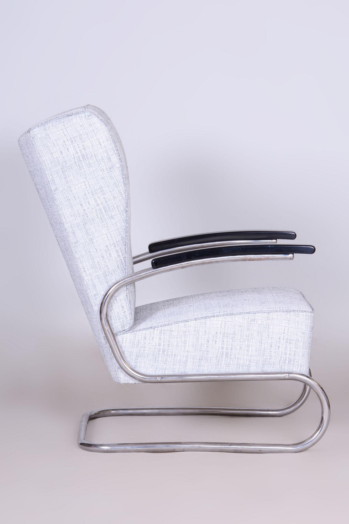 Restored Bauhaus Armchair by Kovona, Chrom-Plated Steel, Germany, 1930s For Sale 2