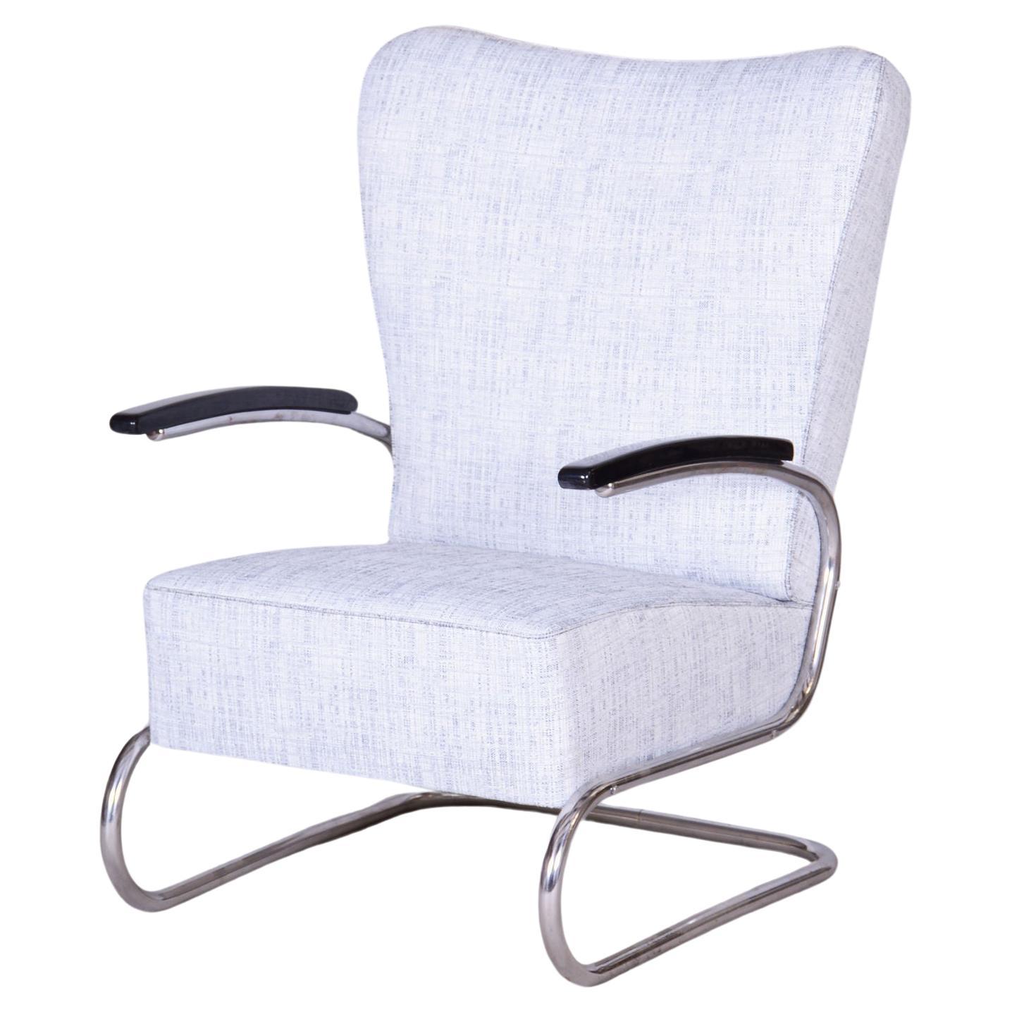 Restored Bauhaus Armchair by Kovona, Chrom-Plated Steel, Germany, 1930s For Sale