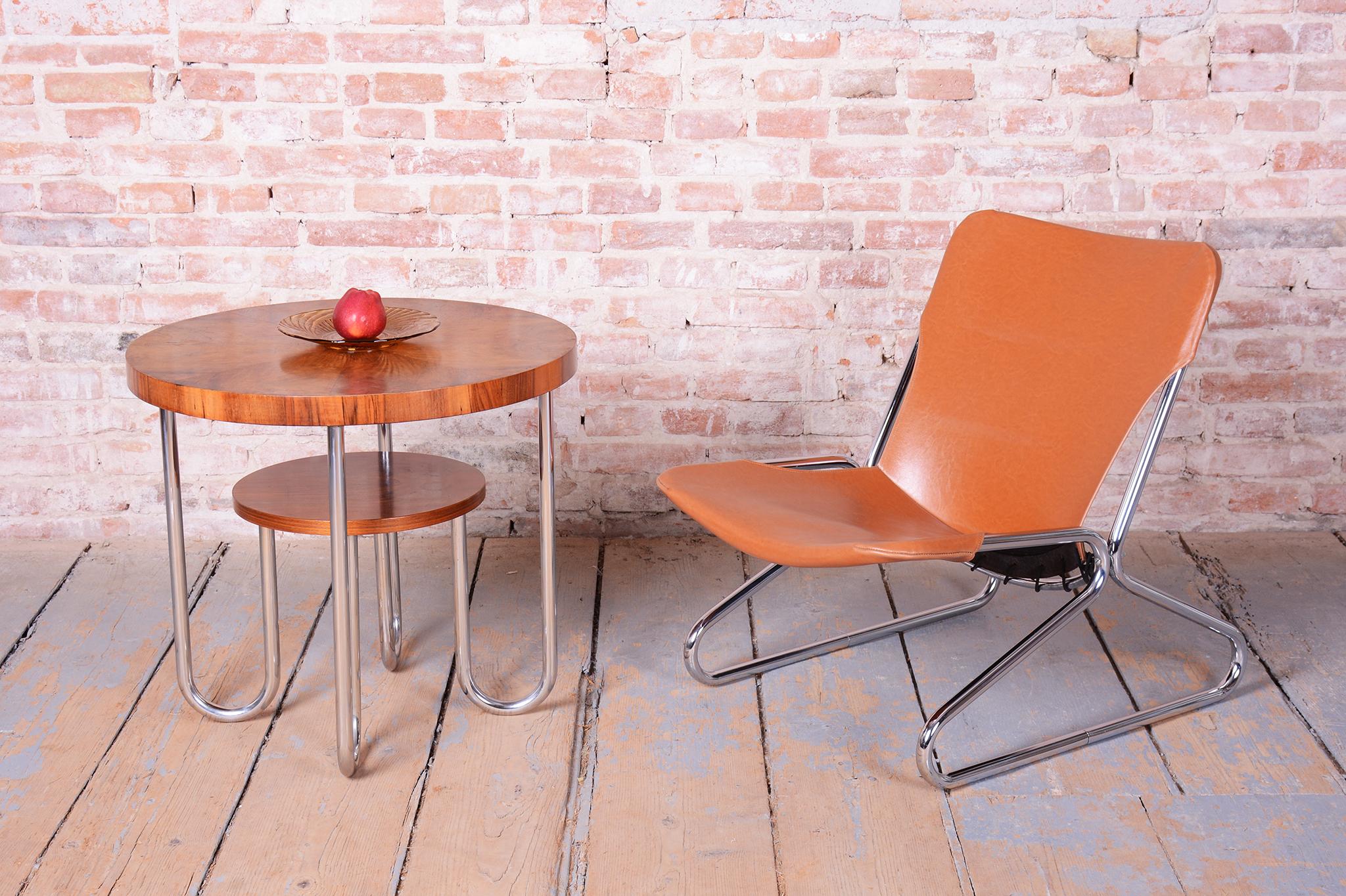 Restaurierter Bauhaus Sessel, von Lusch & Co West, Chrom, Leder, Deutschland, 1970er Jahre im Angebot 7