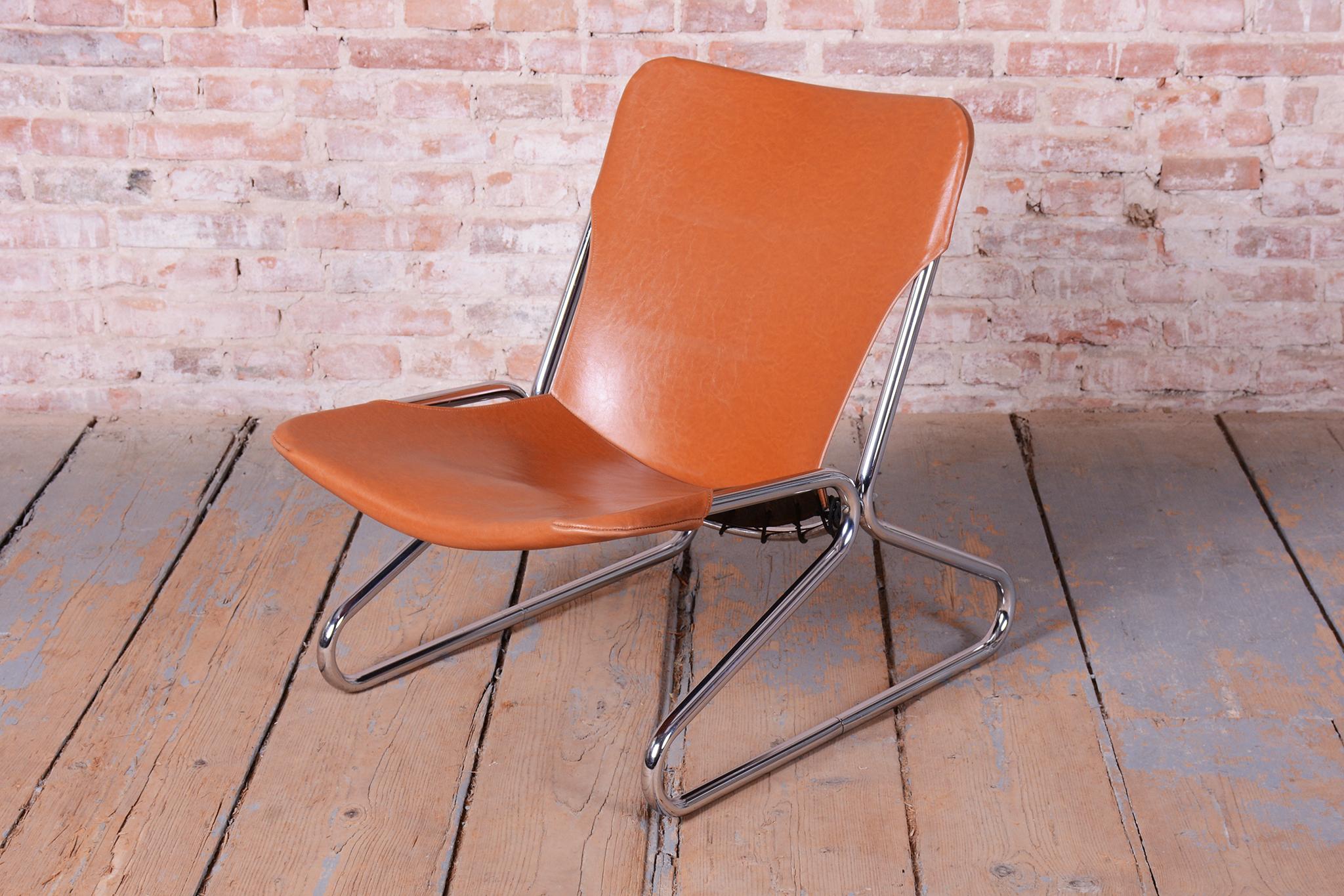Restaurierter Bauhaus Sessel, von Lusch & Co West, Chrom, Leder, Deutschland, 1970er Jahre im Zustand „Gut“ im Angebot in Brandys nad Labem, Středočeský kraj