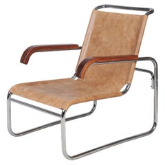 Sillón Bauhaus restaurado, de M. Breuer para Thonet, cromado, checo, años 20