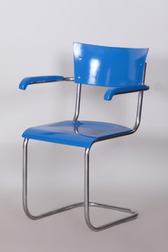 Fauteuil Bauhaus restauré par Mart Stam, chrome, hêtre, contreplaqué, Allemagne, années 1930