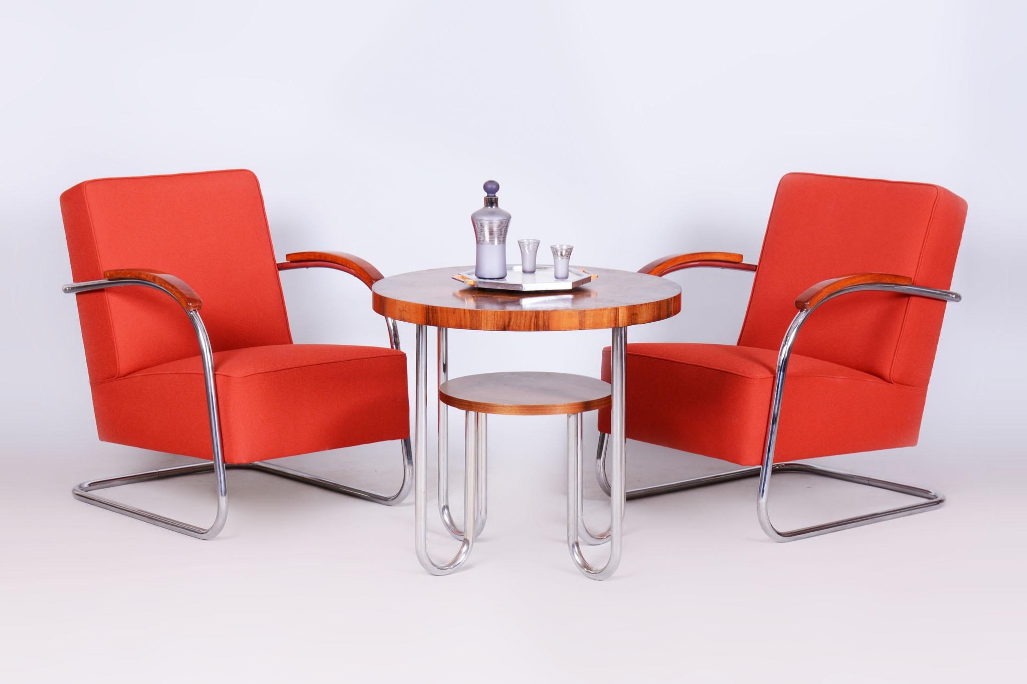 Fauteuil Bauhaus restauré, par Mücke & Melder, hêtre, chrome, tchèque, années 1930 en vente 8
