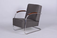 Sillón Bauhaus restaurado, de Mücke - Melder, Haya, Cromo, Checo, años 30