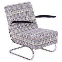 Restored Bauhaus Armchair, by Mücke - Melder, Chrome-Plated Steel, Czech, 1930s