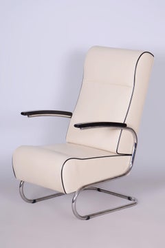 Restored Bauhaus Armchair, by Mücke-Melder, New Upholstery, Czech, 1930s