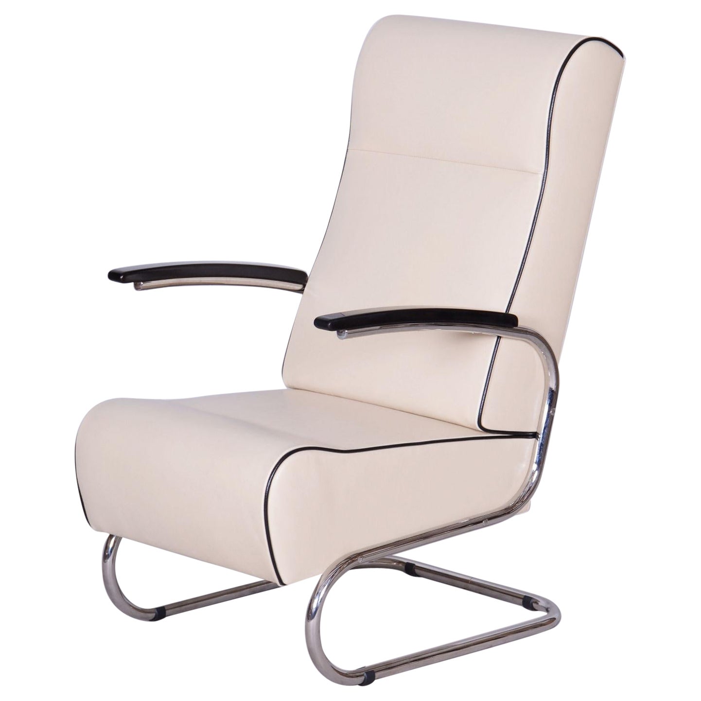 Restaurierter Bauhaus-Sessel, von Mücke-Melder, neue Polsterung, Tschechien, 1930er Jahre