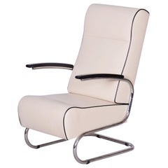 Restored Bauhaus Armchair, by Mücke-Melder, New Upholstery, Czech, 1930s