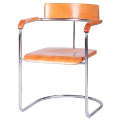 Restaurierter Bauhaus Sessel, von Vichr & Spol., Chrom, Stahl, Buche, Tschechisch, 1930er Jahre