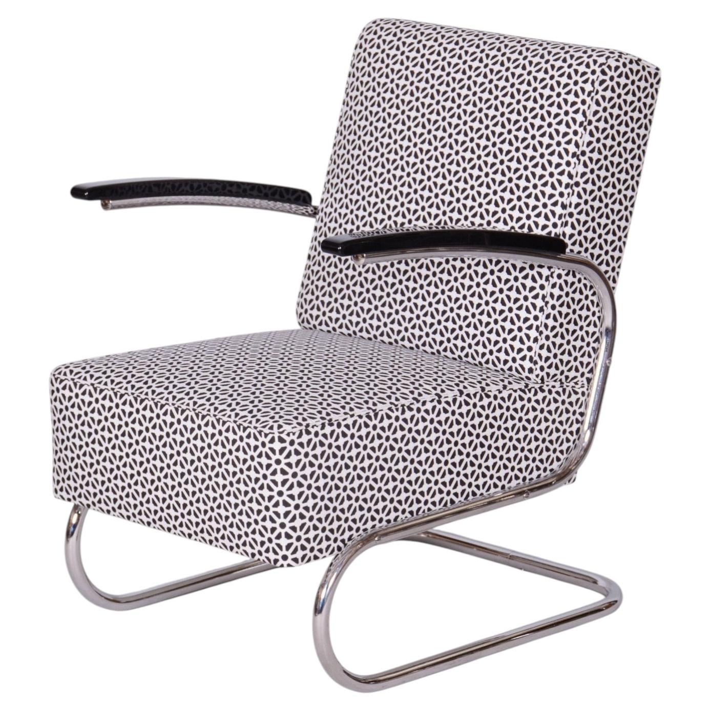 Restored Bauhaus Armchair, by W. Gispen for Mücke-Melder, Chrome, Czech, 1930s