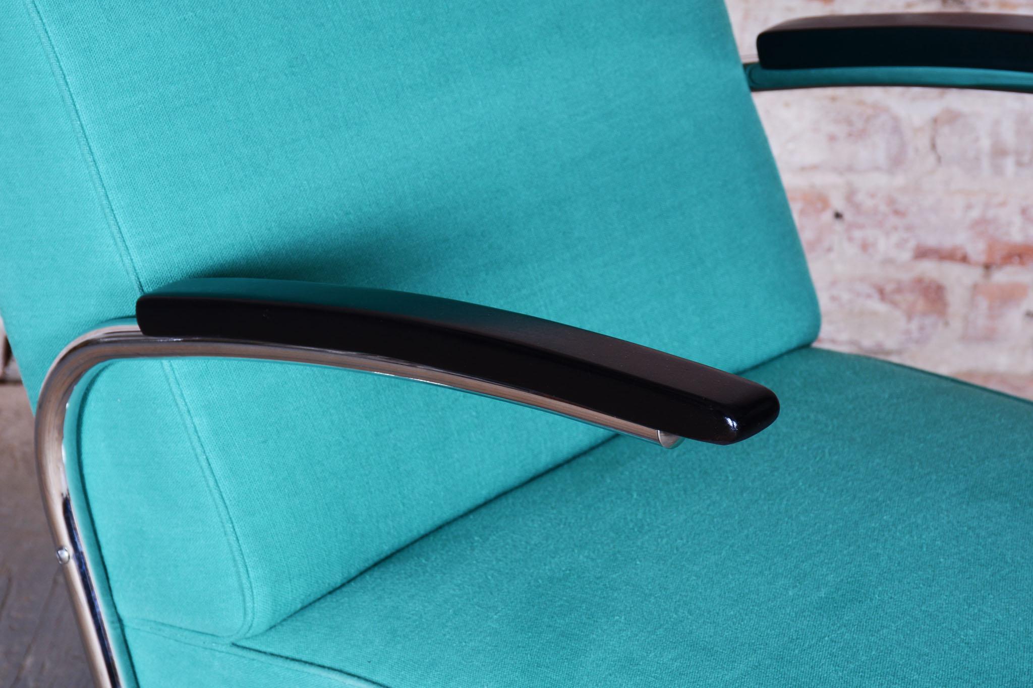 Acier Fauteuil Bauhaus restauré, par W. Gispen, Mücke-Melder, tchèque, années 1930 en vente