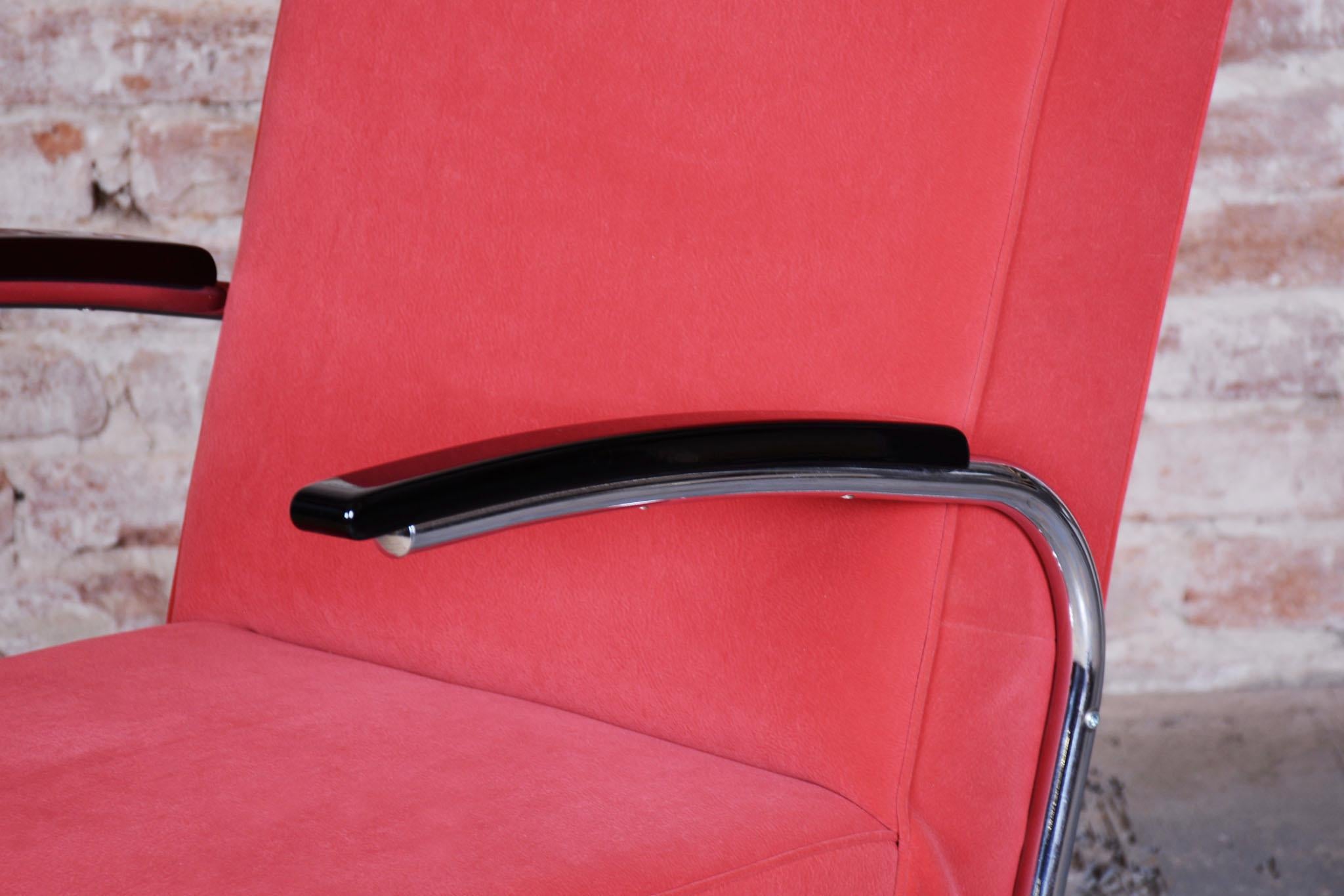 Restored Bauhaus Armchair, by W. Gispen, Mücke-Melder, Chrome, Czech, 1930s For Sale 1