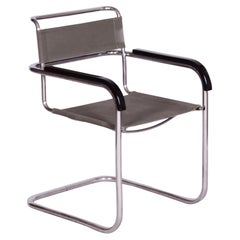 Sillón Bauhaus restaurado, Marcel Breuer, Thonet, Cromo, Chequia, años 30