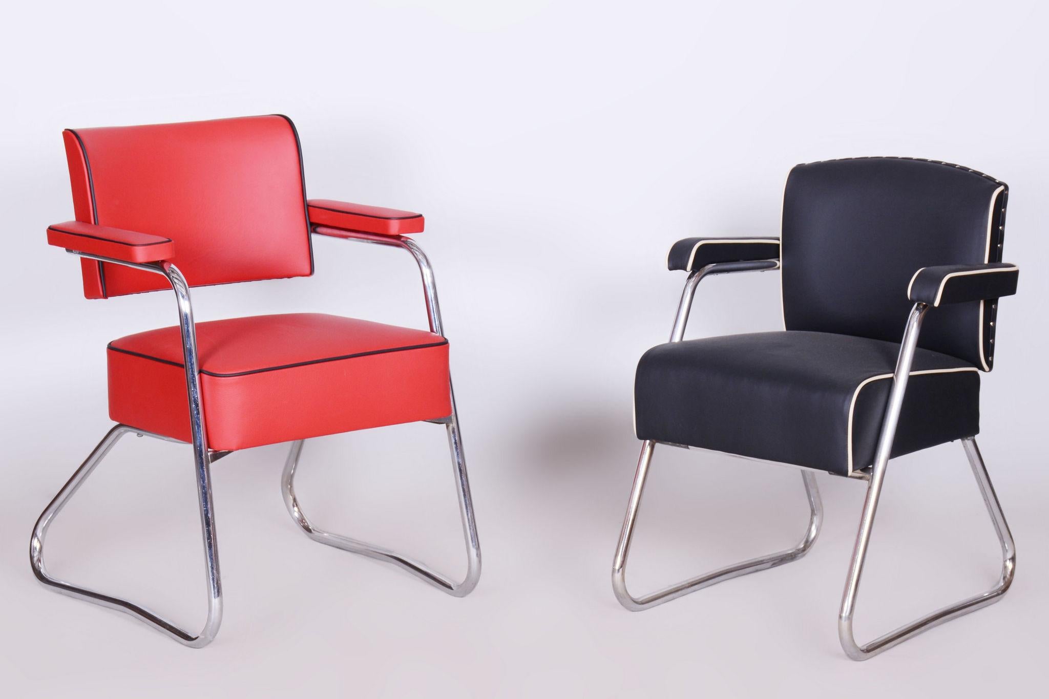 Restored Bauhaus Armchair, Mauser, G. Rohde, Chrome, Leather, Germany, 1930s For Sale 7