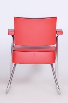 Restored Bauhaus Armchair, Mauser, G. Rohde, Chrome, Leather, Germany, 1930s