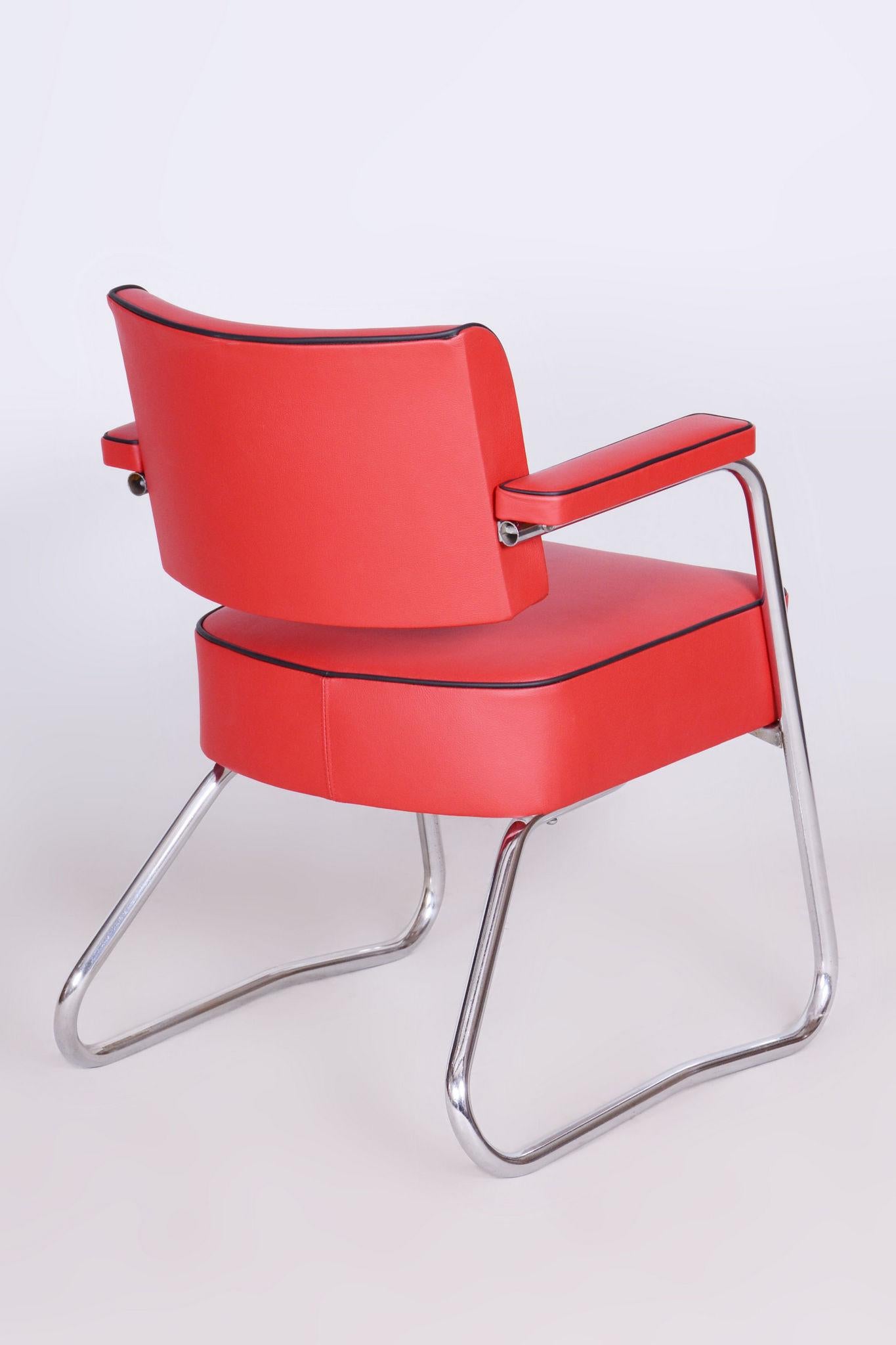 Restored Bauhaus Armchair, Mauser, G. Rohde, Chrome, Leather, Germany, 1930s In Good Condition For Sale In Horomerice, CZ