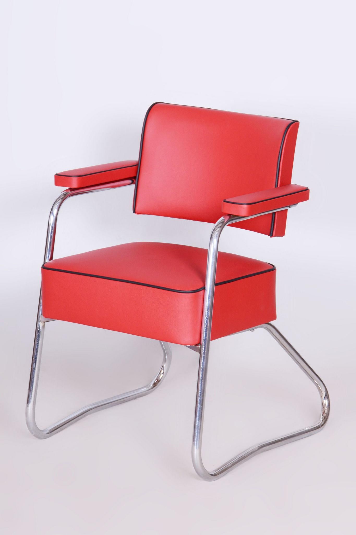 Restored Bauhaus Armchair, Mauser, G. Rohde, Chrome, Leather, Germany, 1930s For Sale 4