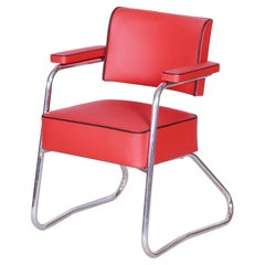 Restaurierter Bauhaus-Sessel, Mauser, G. Rohde, Chrom, Leder, Deutschland, 1930er Jahre