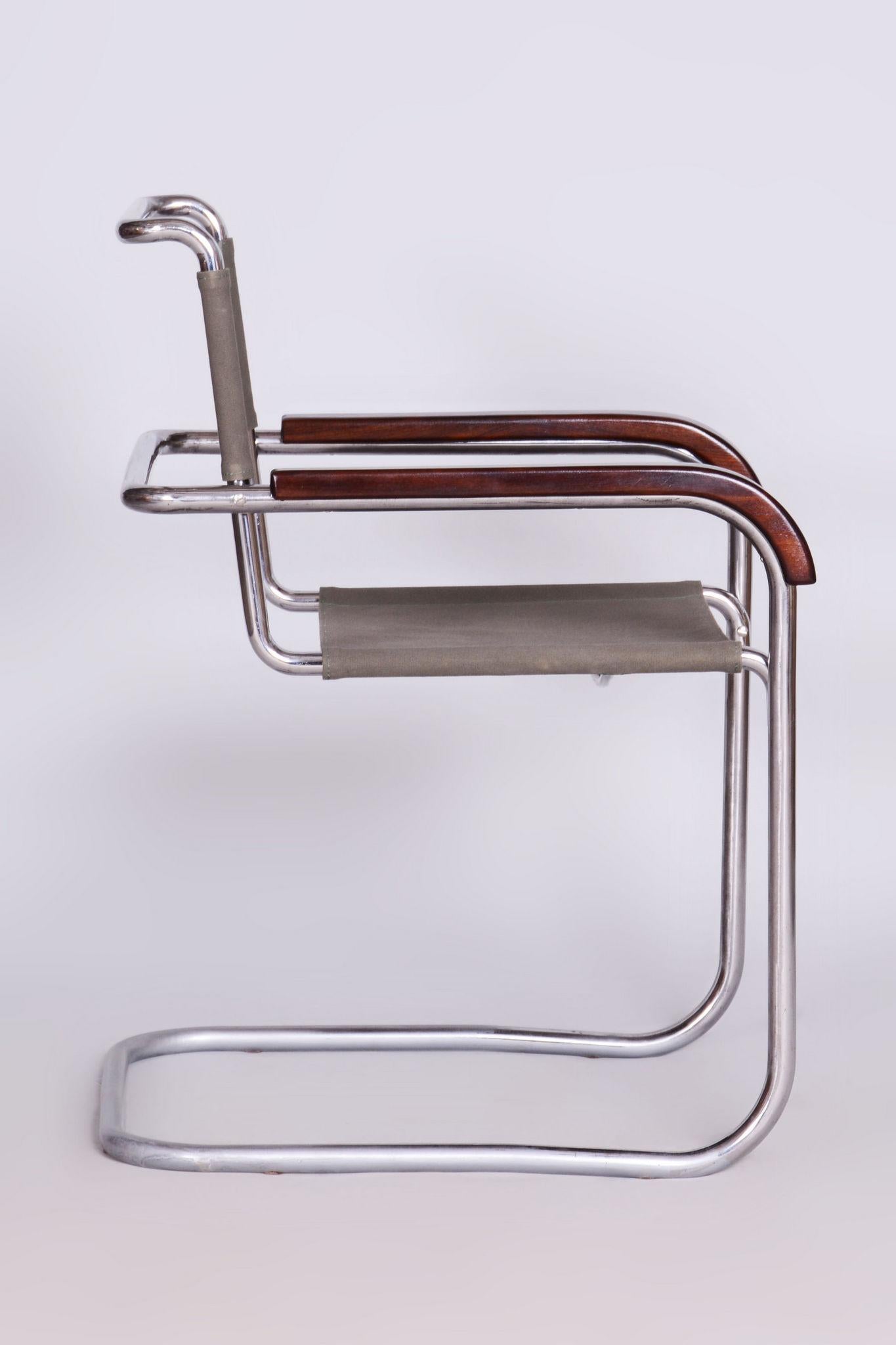 Mid-20th Century Restored Bauhaus Armchair, Thonet, Marcel Breuer, Czechia, 1930s For Sale