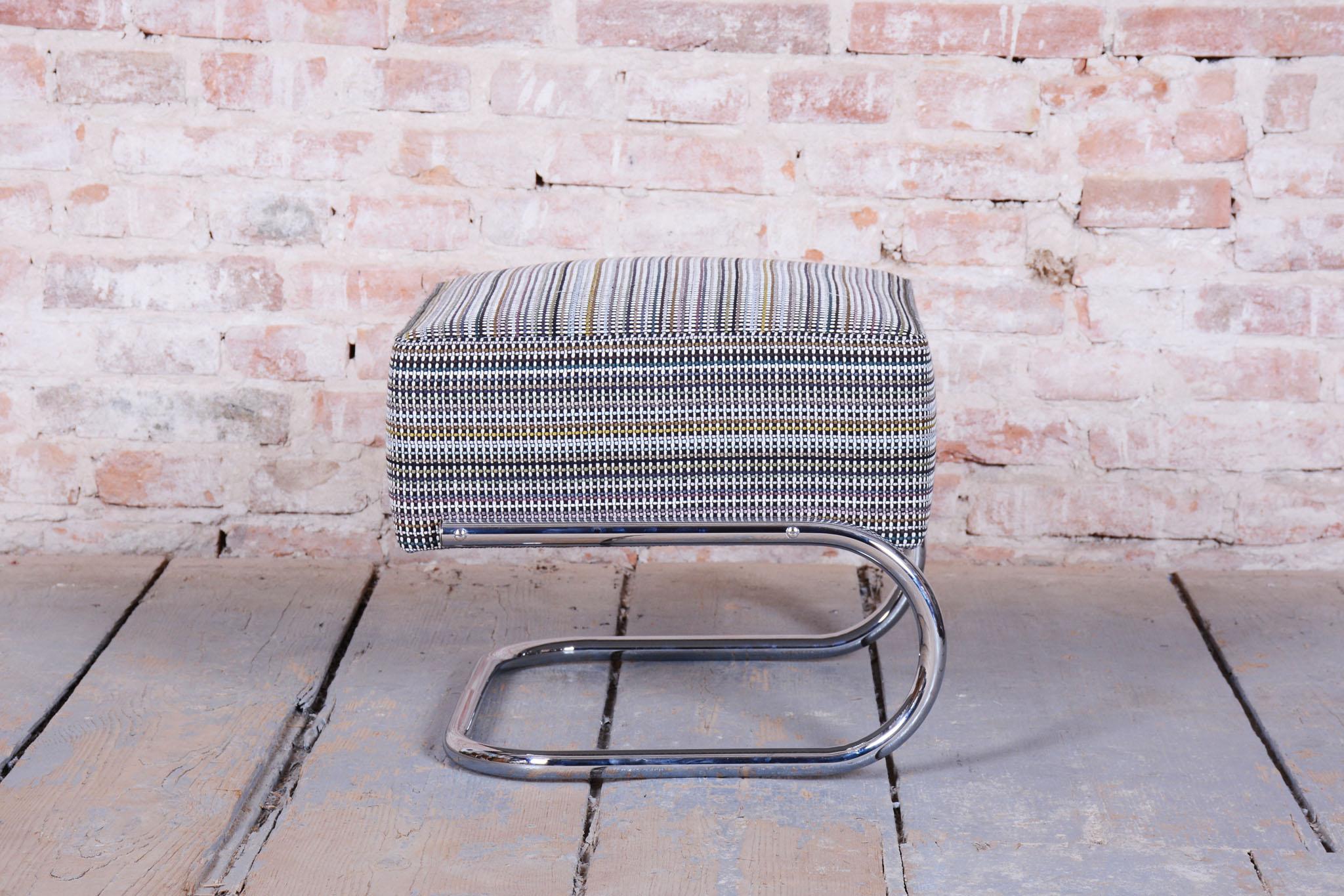 Restored Bauhaus Armchair with Stool, by W. Gispen, Mücke-Melder, Czech, 1930s For Sale 12
