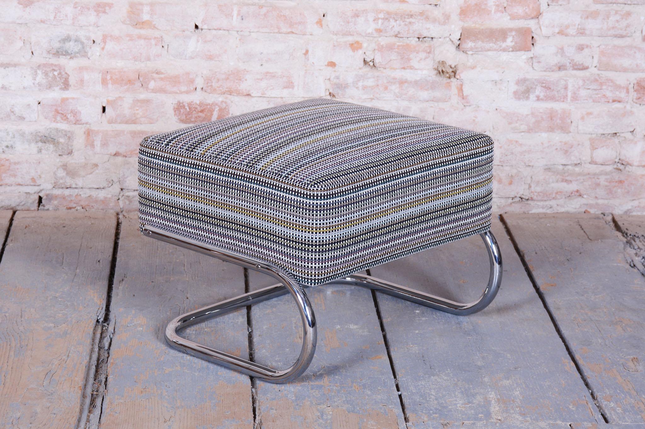 Restored Bauhaus Armchair with Stool, by W. Gispen, Mücke-Melder, Czech, 1930s For Sale 13
