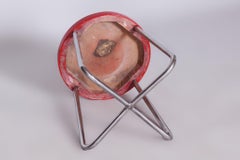 Restored Bauhaus Beech Stool, Chrome-Plated Steel, Czechia, 1930s