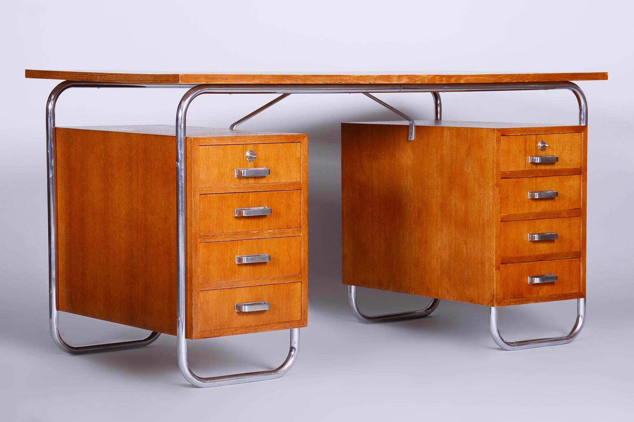 Restored Bauhaus Beech Writing Desk Made in 1930s by Mücke, Melder, Czechia 3