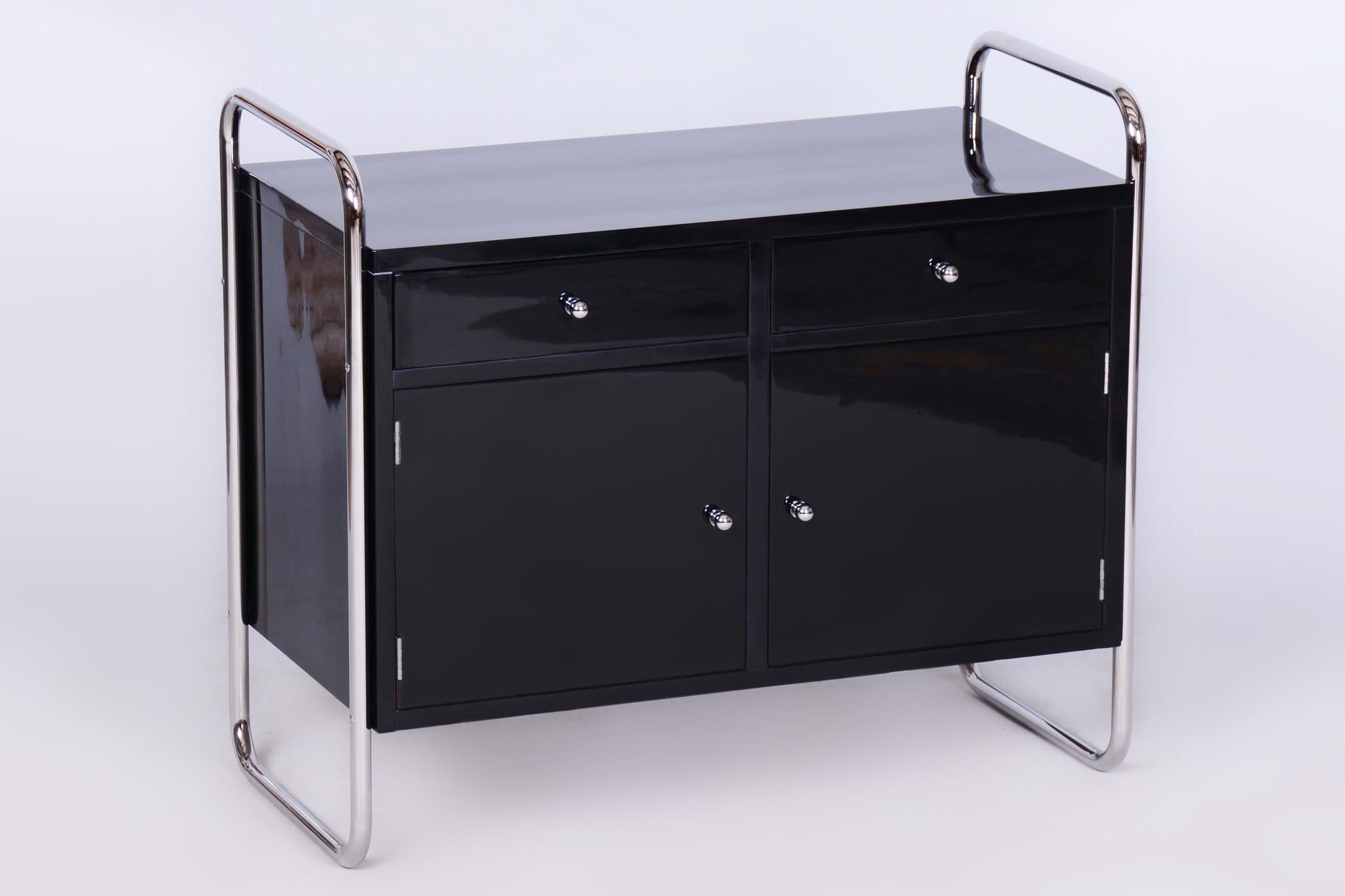 Restored Bauhaus Cabinet, by Robert Slezák, Chrome Plated Steel, Czech, 1930s