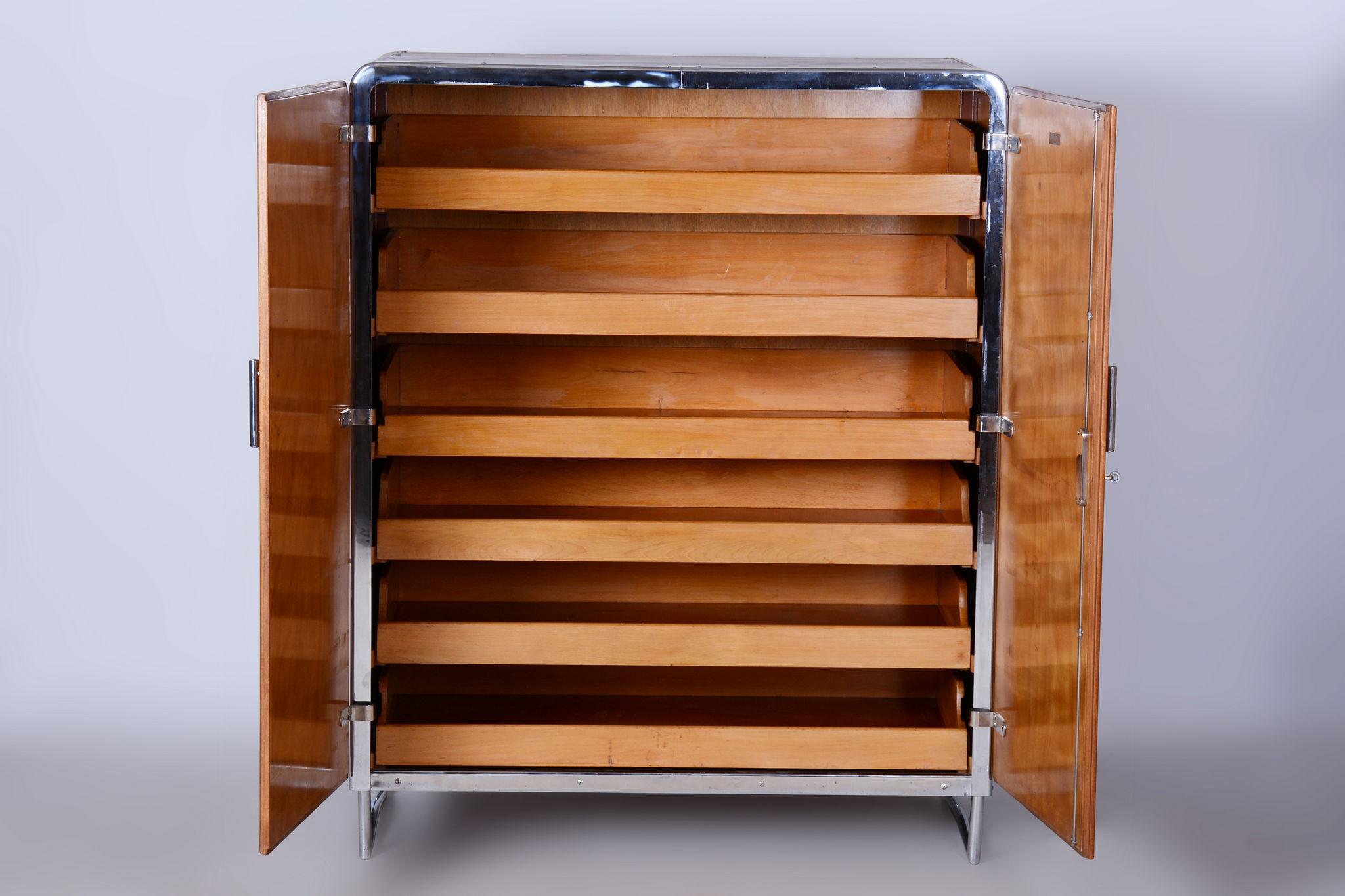 20th Century Restored Bauhaus Cabinet, by Robert Slezák, H. J. Hagemann, Beech, Czech, 1930s For Sale