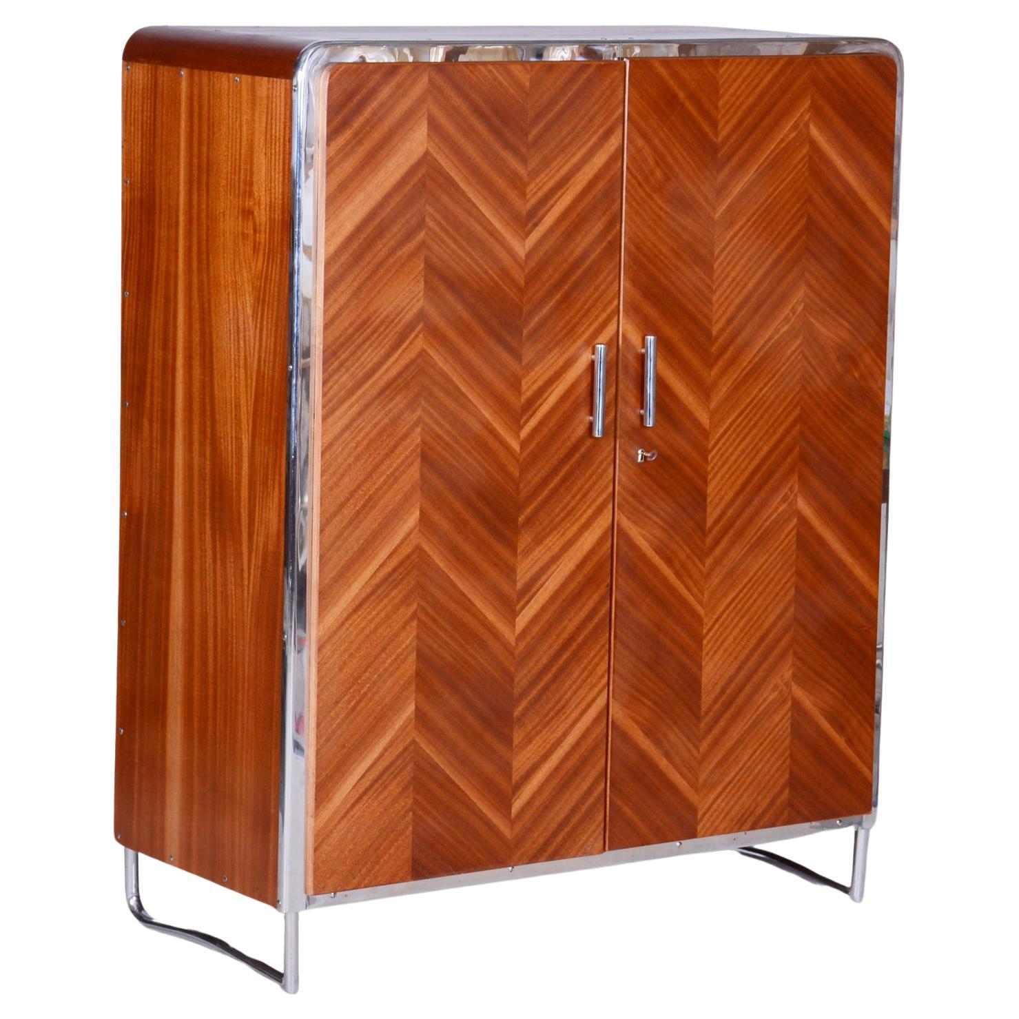 Restored Bauhaus Cabinet, by Robert Slezák, H. J. Hagemann, Beech, Czech, 1930s For Sale