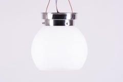 Restored Bauhaus Ceiling Lamp, Chrome-Plated Steel, Opal Glass, Czech, 1930s