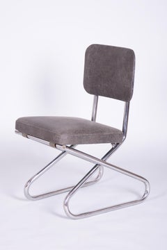 Restored Bauhaus Chair, Genuine Leather, Chrome, Steel, Germany, 1930s