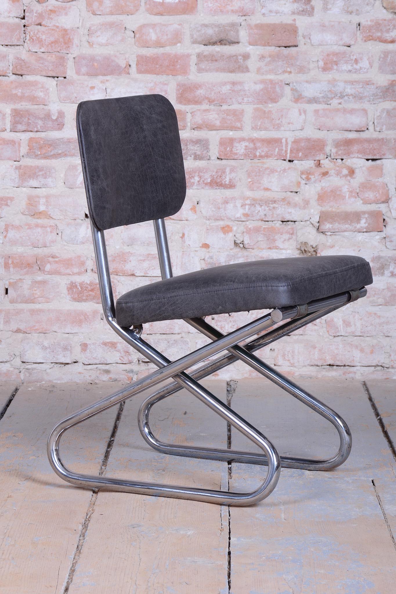 Restaurierter Bauhaus-Stuhl, Echtes Leder, Chrom, Stahl, Deutschland, 1930er Jahre im Zustand „Gut“ im Angebot in Brandys nad Labem, Středočeský kraj