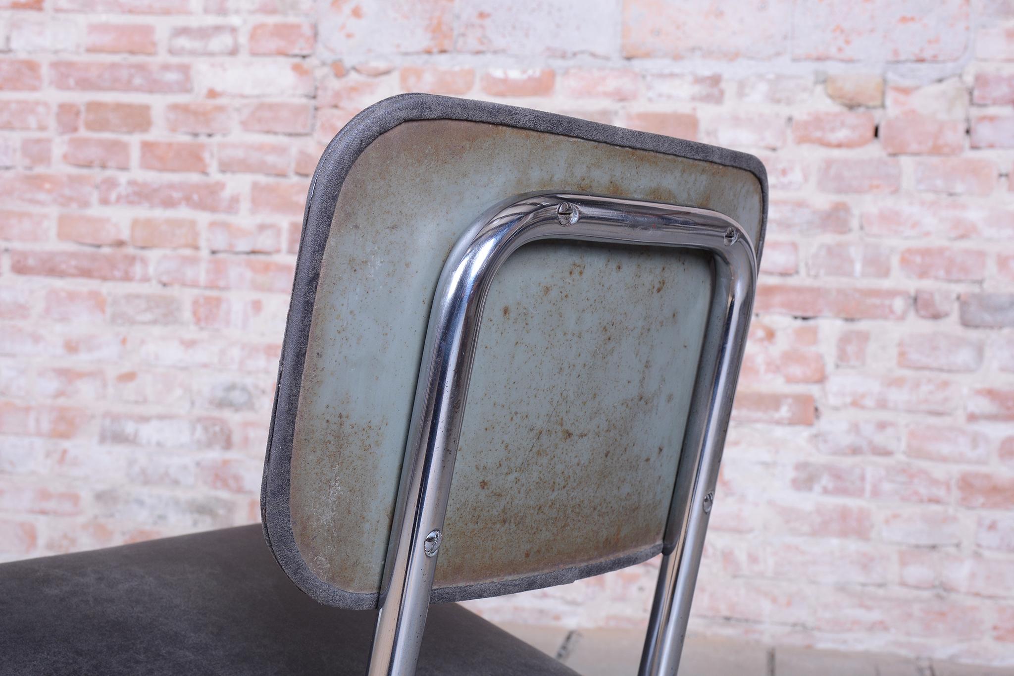 Restaurierter Bauhaus-Stuhl, Echtes Leder, Chrom, Stahl, Deutschland, 1930er Jahre im Angebot 4