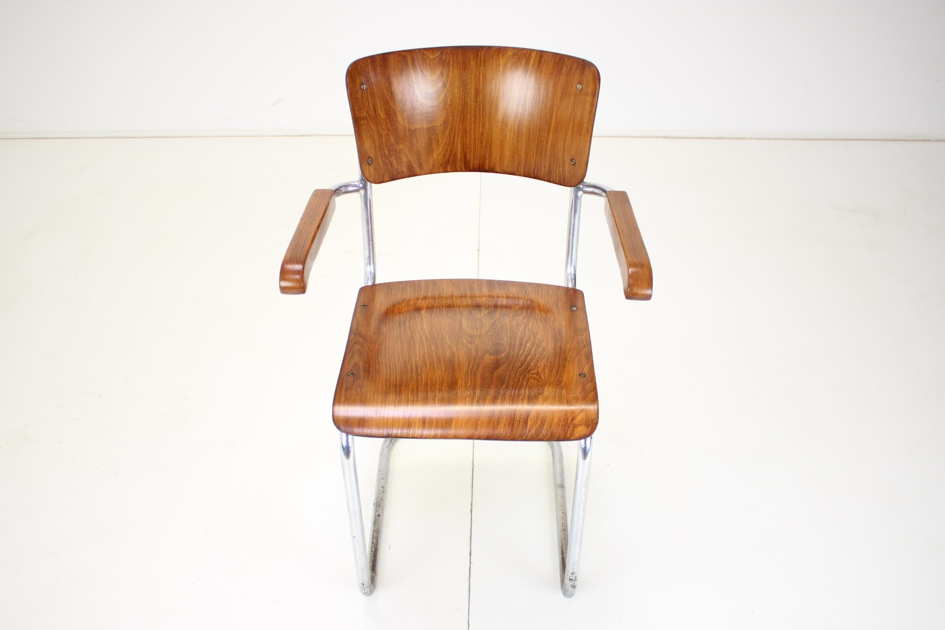 Art Deco Restored Bauhaus Chrome Chair by Rudolf Vichr Prag, 1930s For Sale