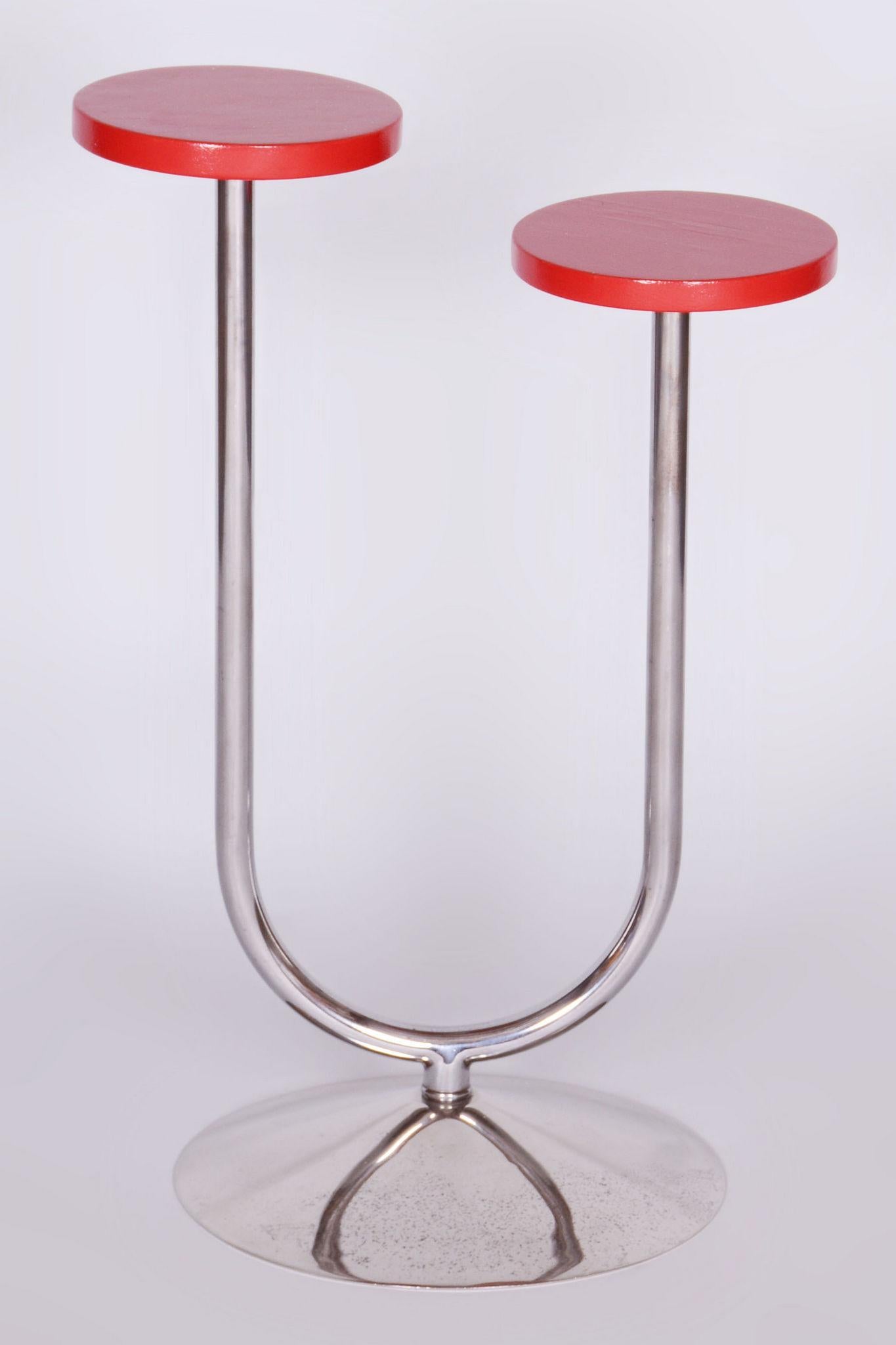 Restored Bauhaus Chrome Flower Stand, Robert Slezak, Czechia, 1930s For Sale 2