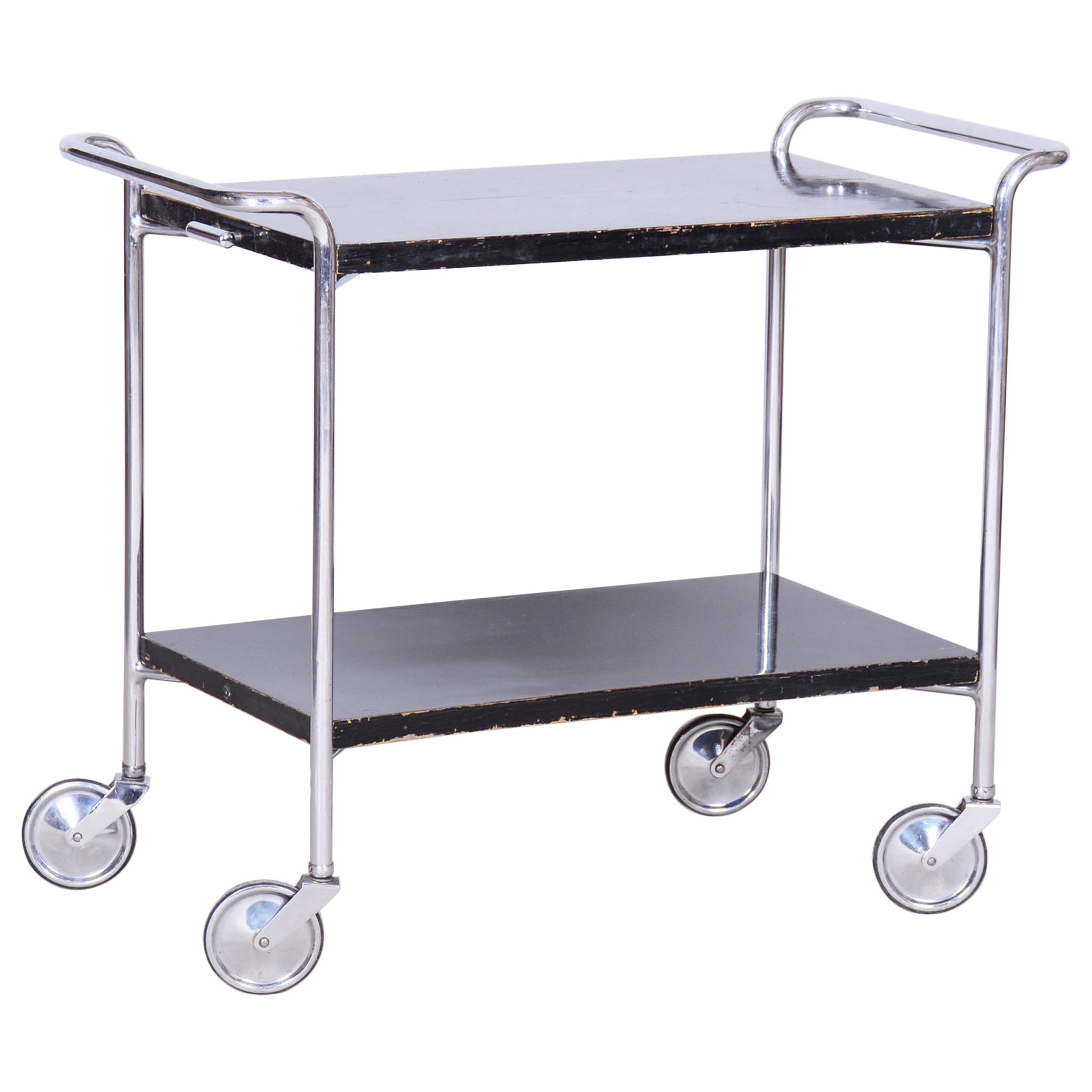 Restored Bauhaus Chrome Trolley, Marcel Breuer, Mücke - Melder, Czechia, 1930s