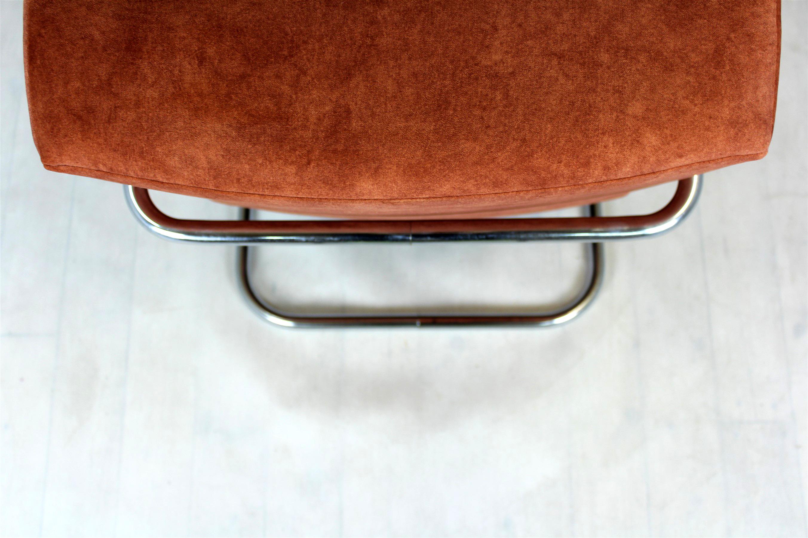 Restored Bauhaus Chromed Tubular Steel Armchair by Mücke Melder, 1930s For Sale 14