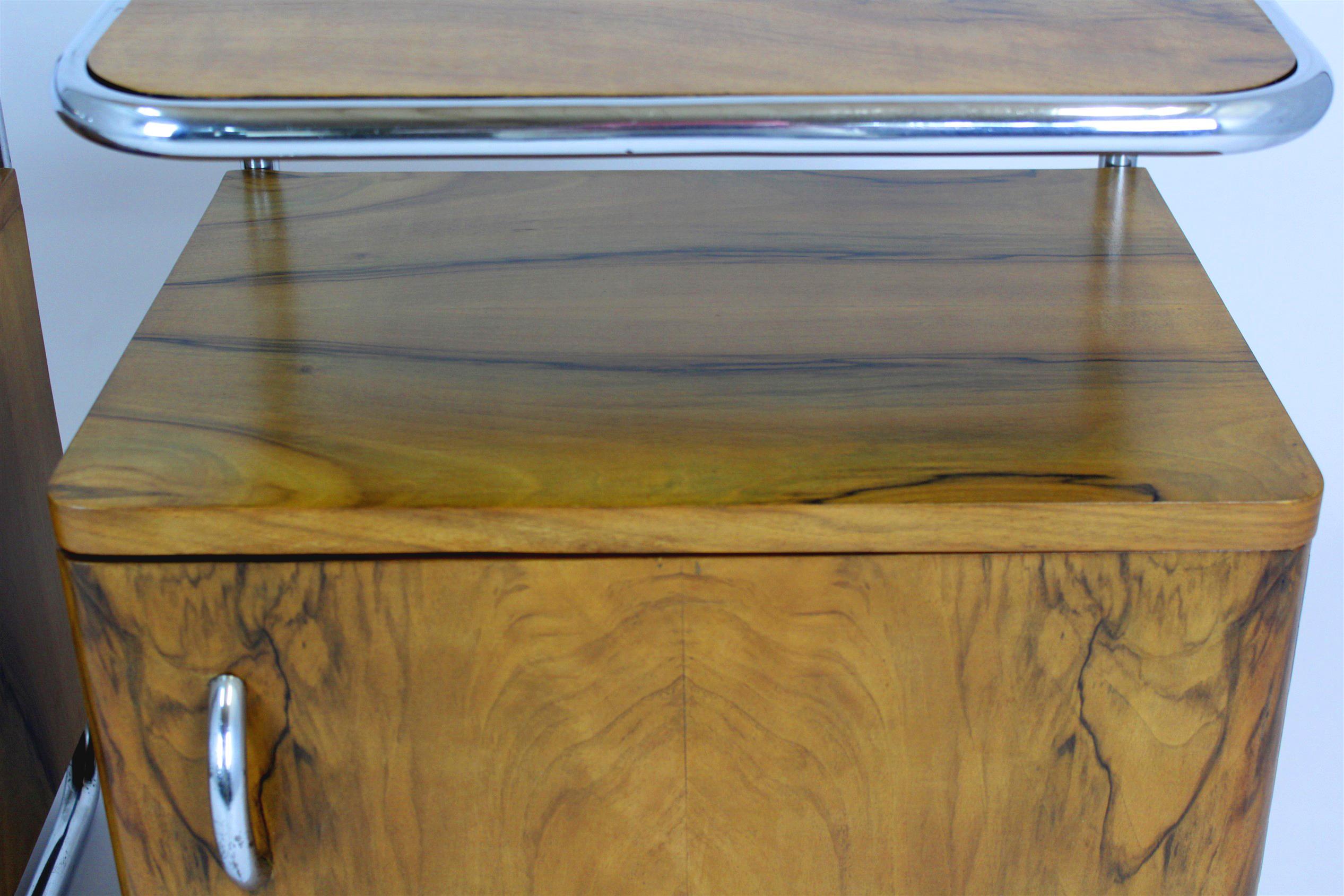 Restored Bauhaus Chromed Tubular Steel Nightstands, 1930s, Set of 2 4