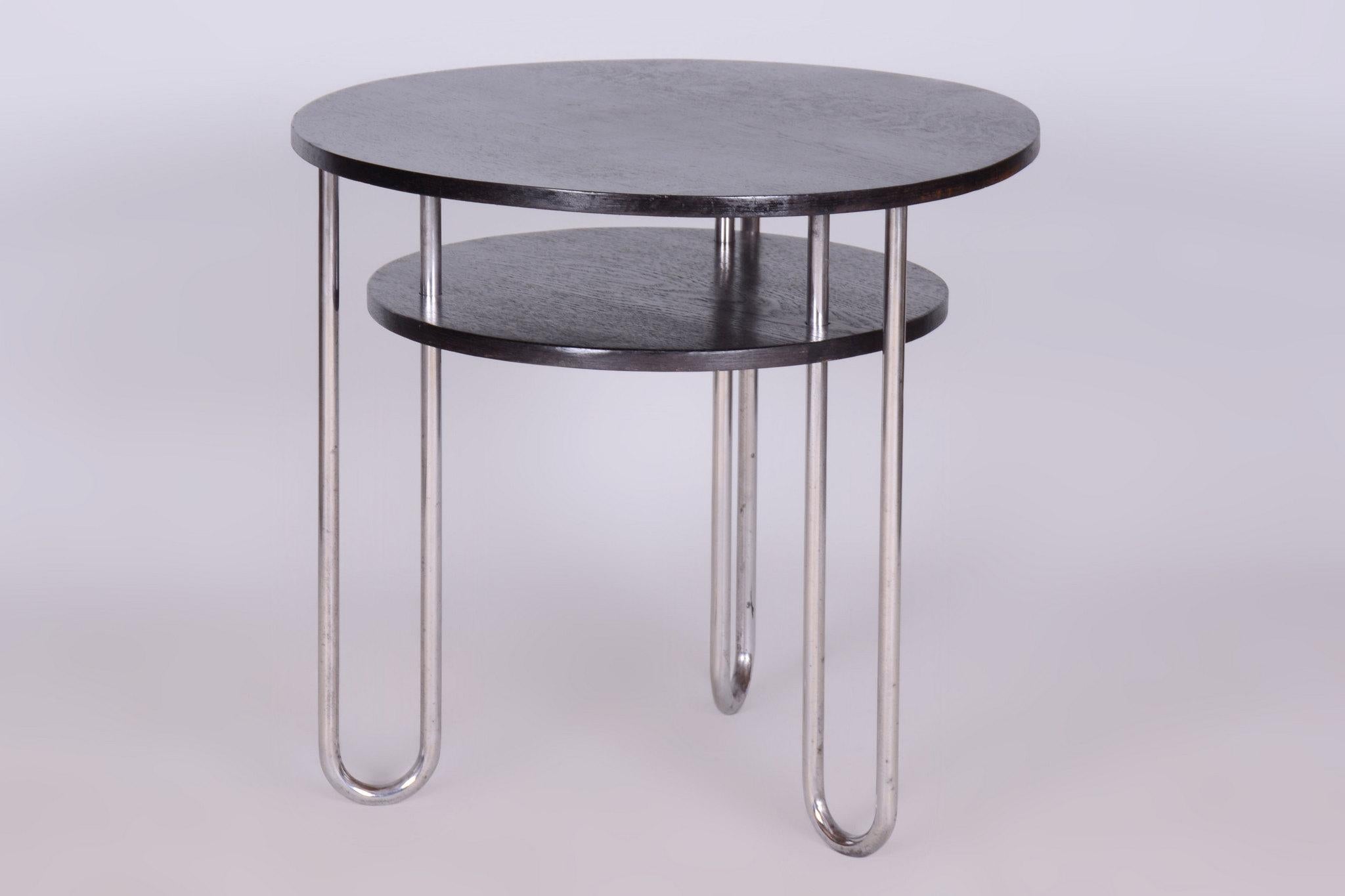 Restaurierter Bauhaus-Couchtisch, von Marcel Breuer, Chrom, Eiche, Deutschland, 1930er Jahre im Zustand „Gut“ im Angebot in Brandys nad Labem, Středočeský kraj