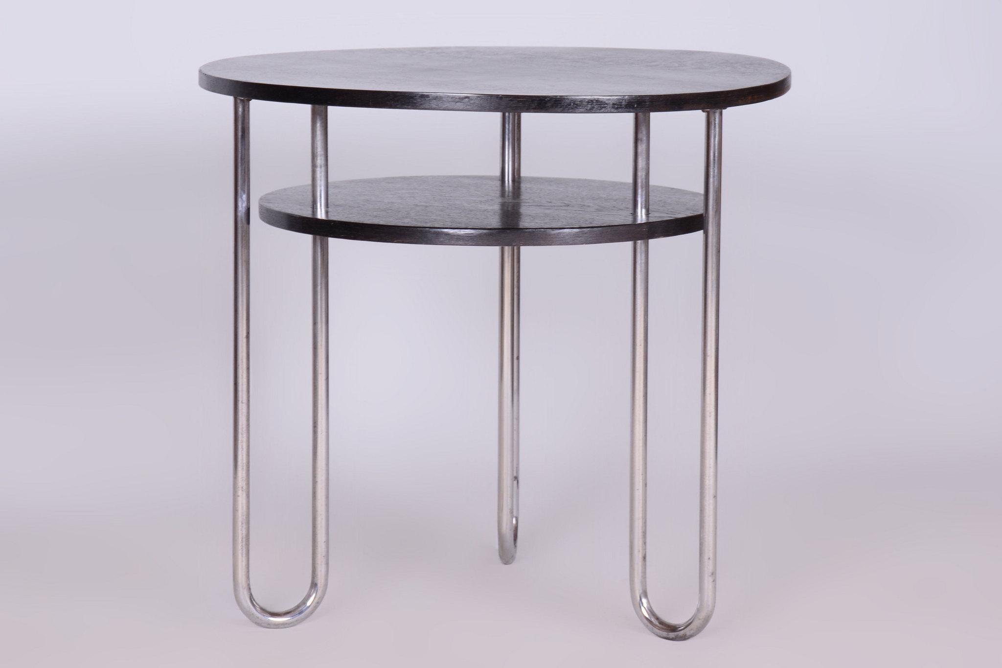 Restaurierter Bauhaus-Couchtisch, von Marcel Breuer, Chrom, Eiche, Deutschland, 1930er Jahre (Mitte des 20. Jahrhunderts) im Angebot