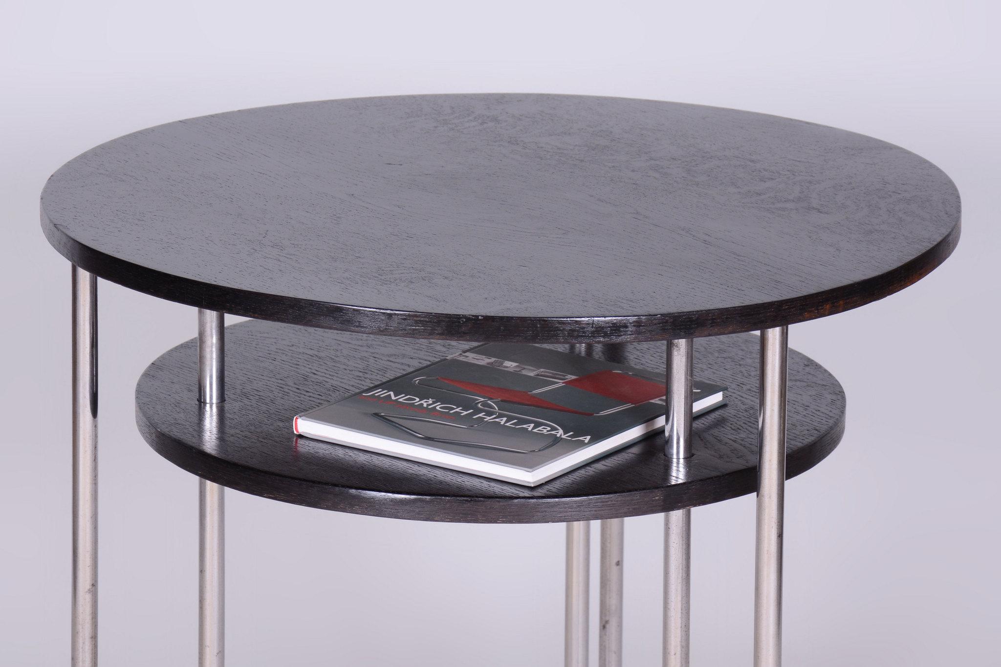 Restaurierter Bauhaus-Couchtisch, von Marcel Breuer, Chrom, Eiche, Deutschland, 1930er Jahre (Stahl) im Angebot