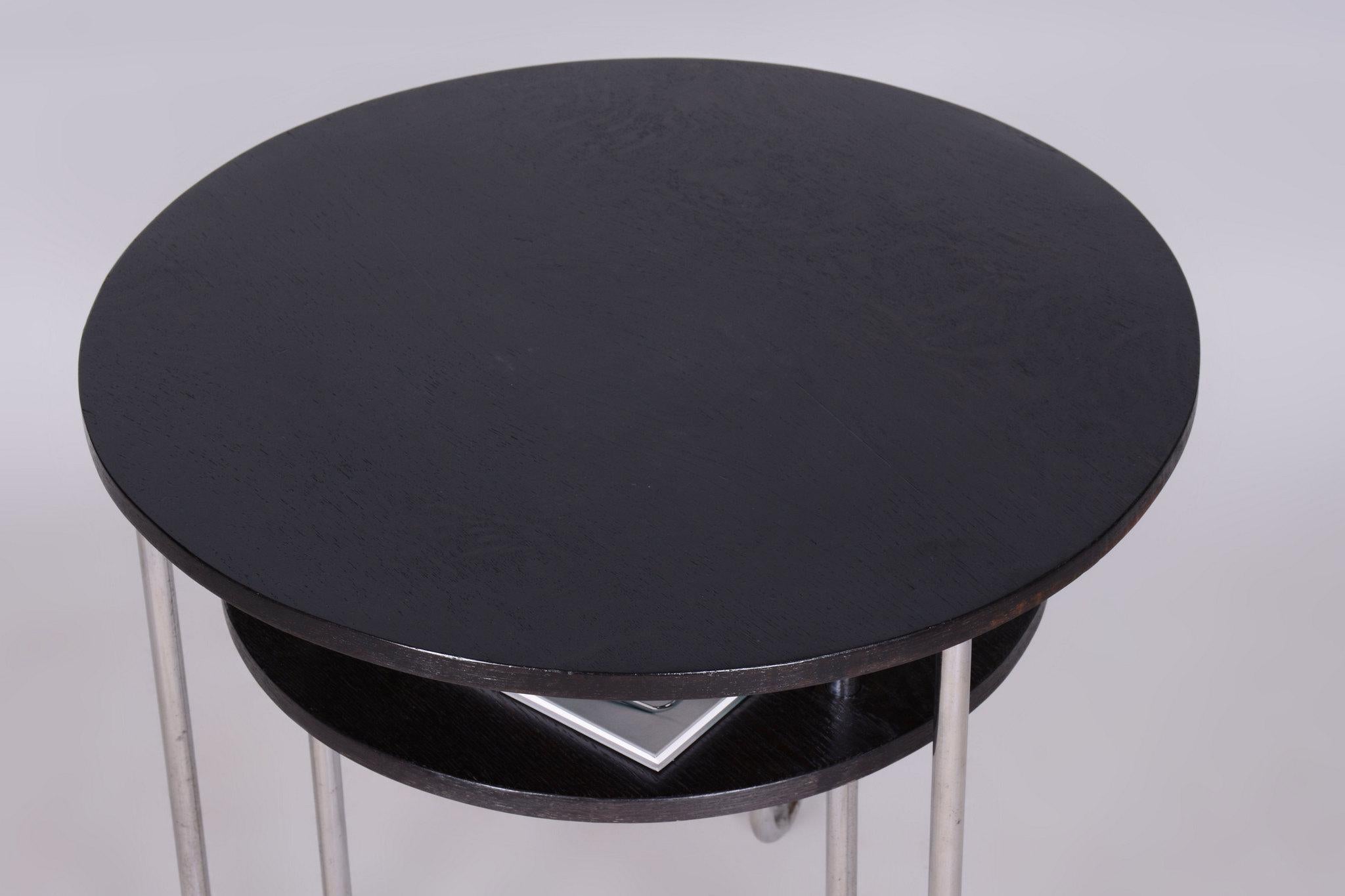 Restaurierter Bauhaus-Couchtisch, von Marcel Breuer, Chrom, Eiche, Deutschland, 1930er Jahre im Angebot 1