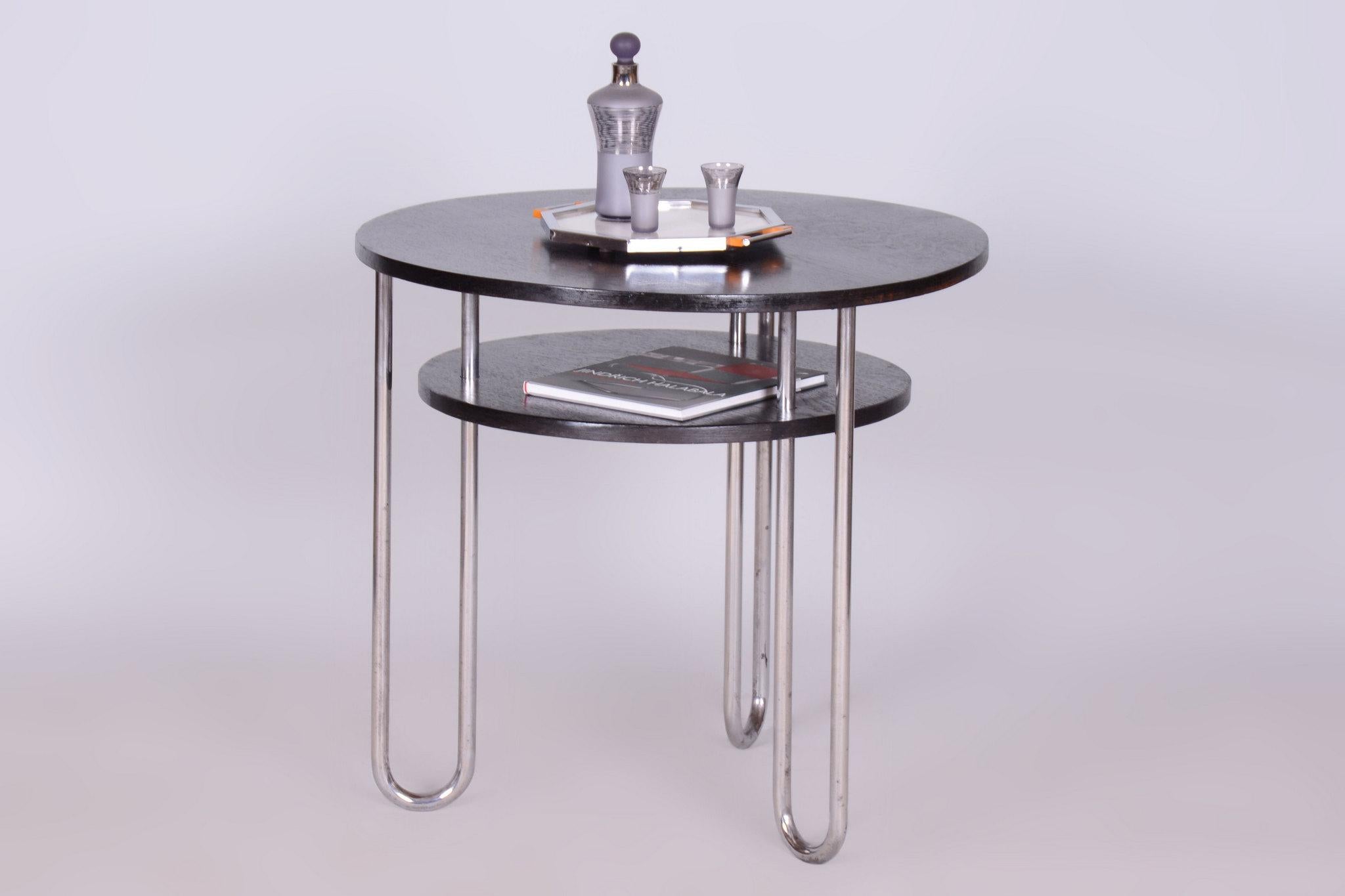 Restaurierter Bauhaus-Couchtisch, von Marcel Breuer, Chrom, Eiche, Deutschland, 1930er Jahre im Angebot 3