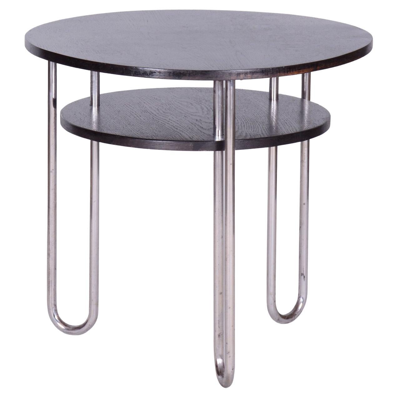 Tavolino Bauhaus restaurato, di Marcel Breuer, cromo, Oak, Germania, anni '30
