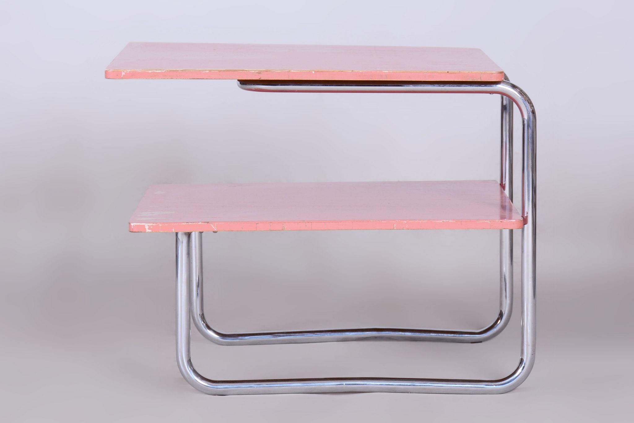Table basse Bauhaus restaurée, par Mücke Melder, chrome, tchèque, années 1930 en vente 2