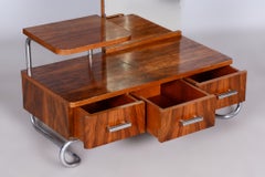 Restored Bauhaus Dressing Mirror, Mücke Melder, Chrome, Walnut, Czechia, 1930s