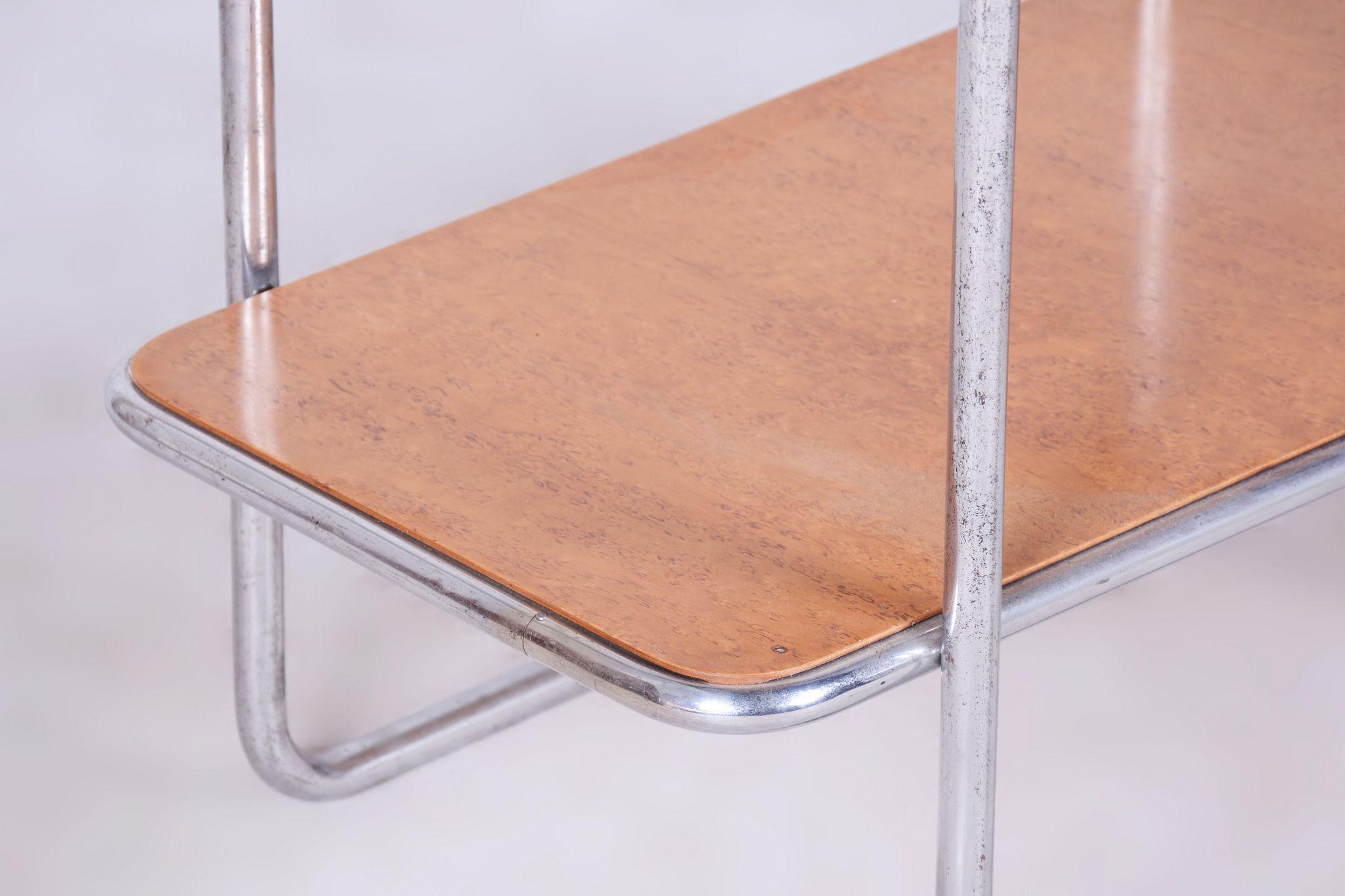 Etagère Bauhaus restaurée, par A. Beck, Robert Thele, bouleau, chrome, tchèque, années 1930 en vente 5
